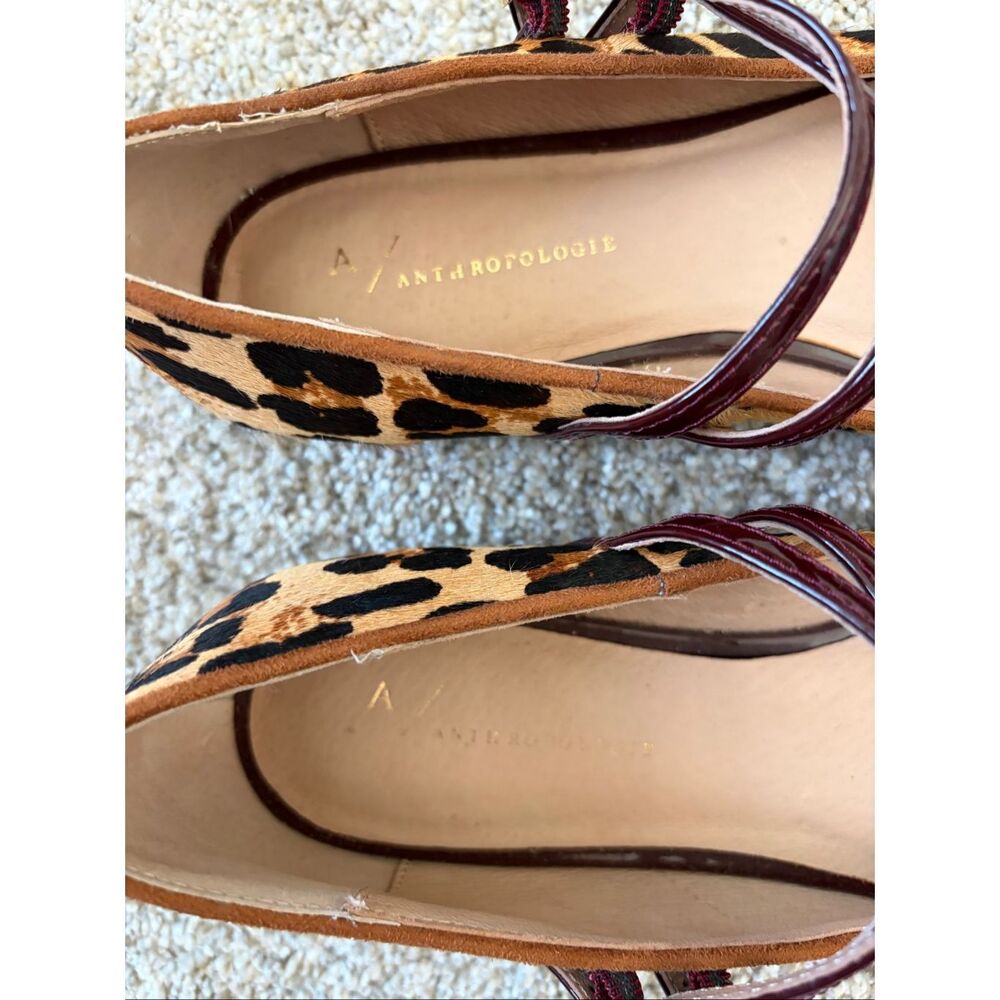 Anthropologie Leopard Print Pointed Mary Jane Flats - Tan, Black, Brown - Picture 8 of 12